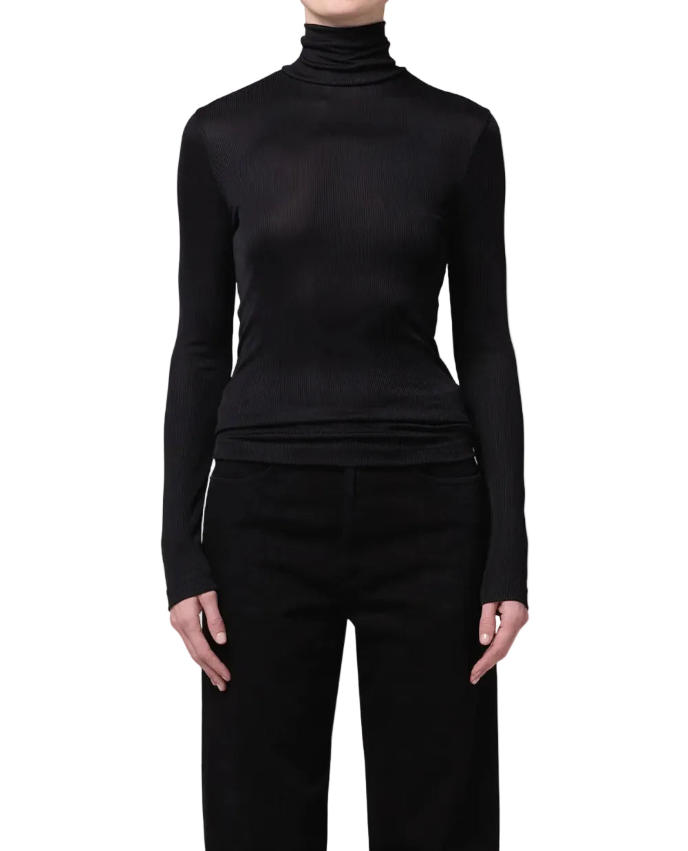 AGOLDE Womens Novelty Knit Tops XSmall / Black Carlyle Turtleneck