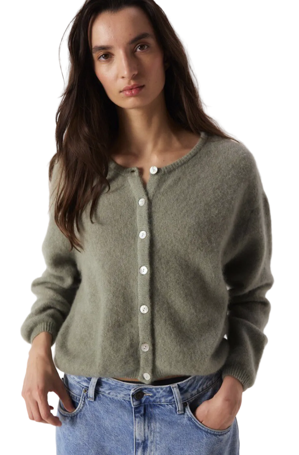 American Vintage Womens Sweaters Small / Kaki Multichine Vitow Cardigan