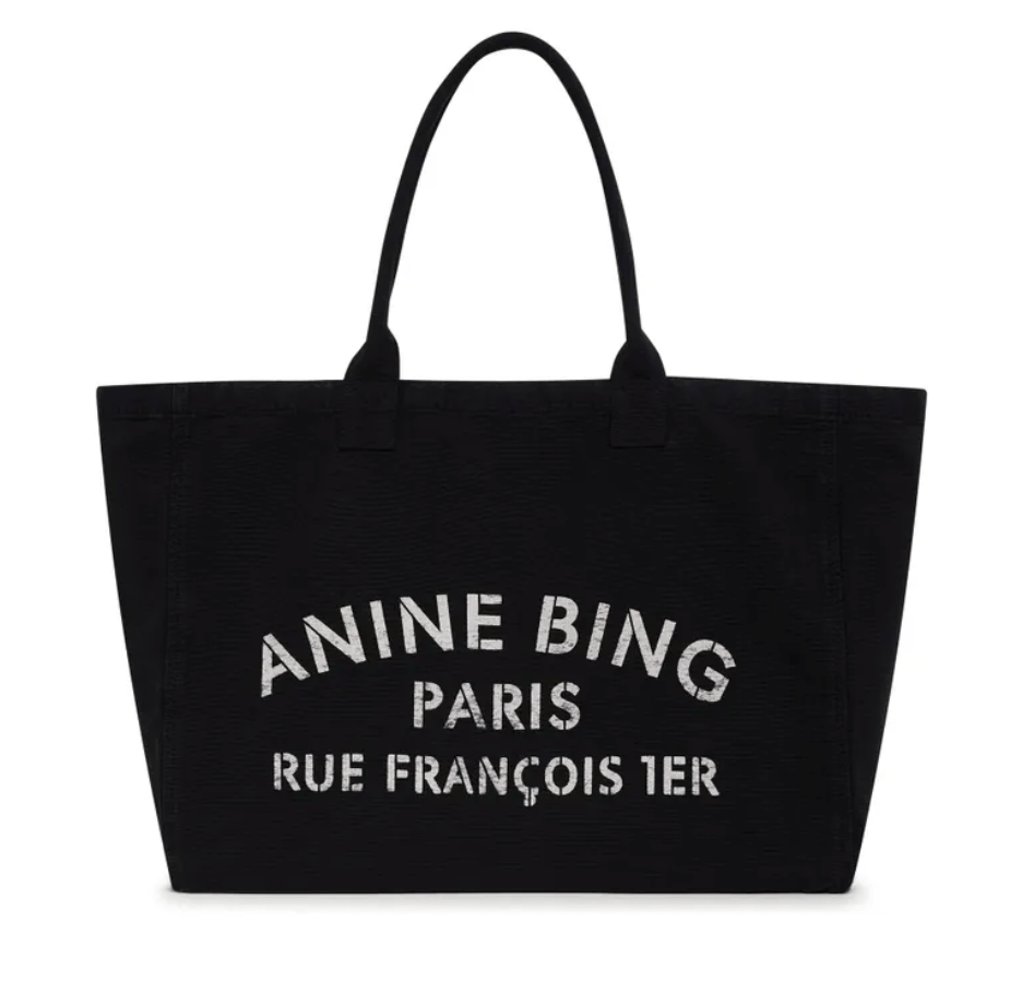Anine Bing Womens Accessories Leo Canvas Tote black