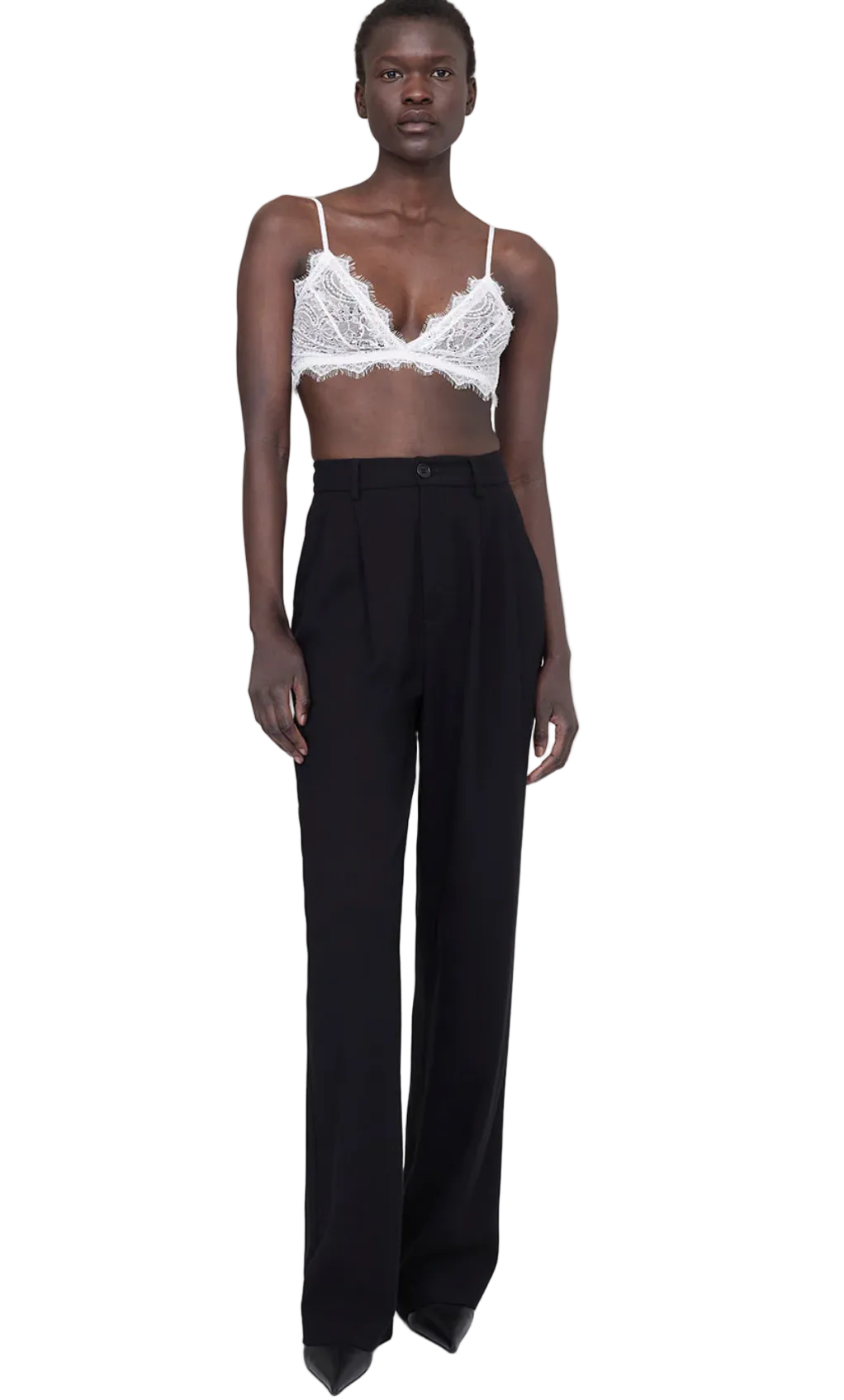 Anine Bing Womens Basics Lace Bra With Trim