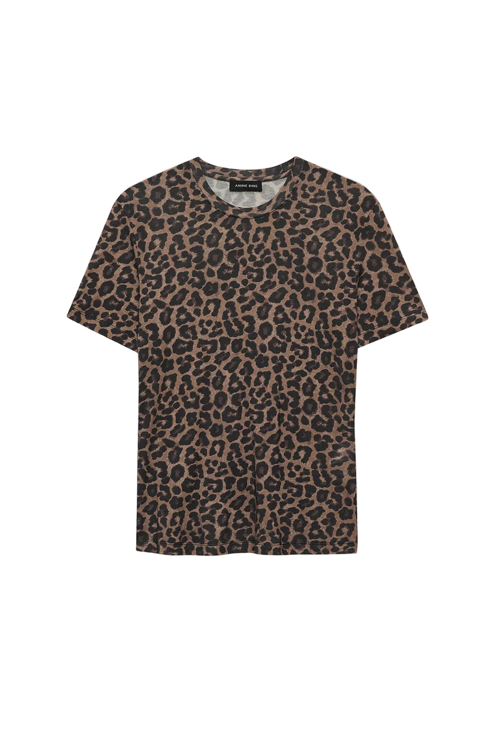 Anine Bing Womens Basics XSmall / Print Sylvie Tee - Black and Brown Leopard
