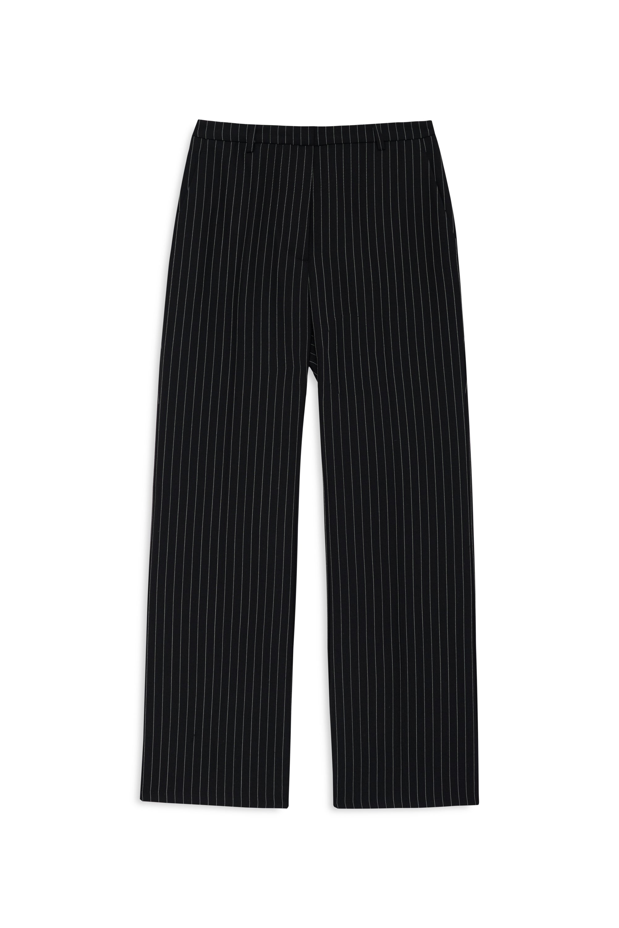 Anine Bing Womens Bottoms 34 / Multi Thomas Trouser - Black and White Pinstripe