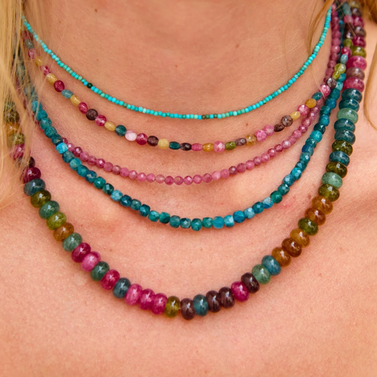 ANNA BECK Womens Jewelry Pink Tourmaline Beaded Necklace - 15-17"
