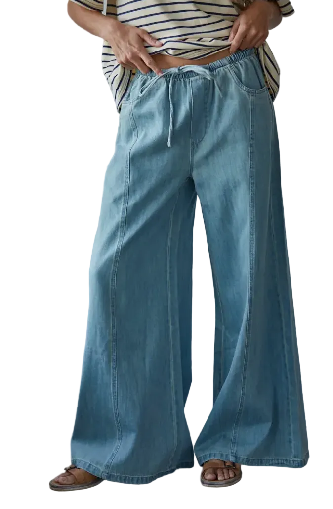 By Together Womens Denim Denim Wide Leg Pant