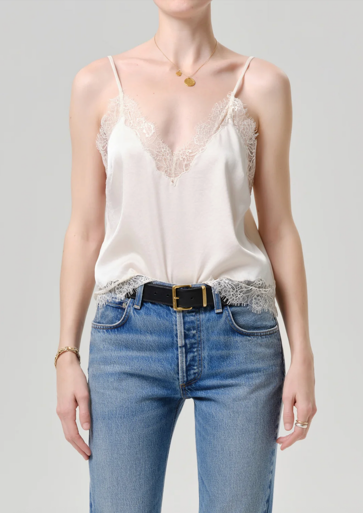 Citizens of Humanity Womens Novelty Tops Lace Trimmed Cami, image 2 of 4
