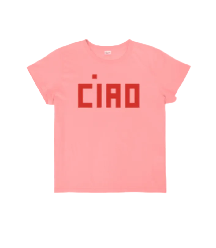 Clare V Womens Novelty Knit Tops Cotton/Linen Block Ciao Classic Tee