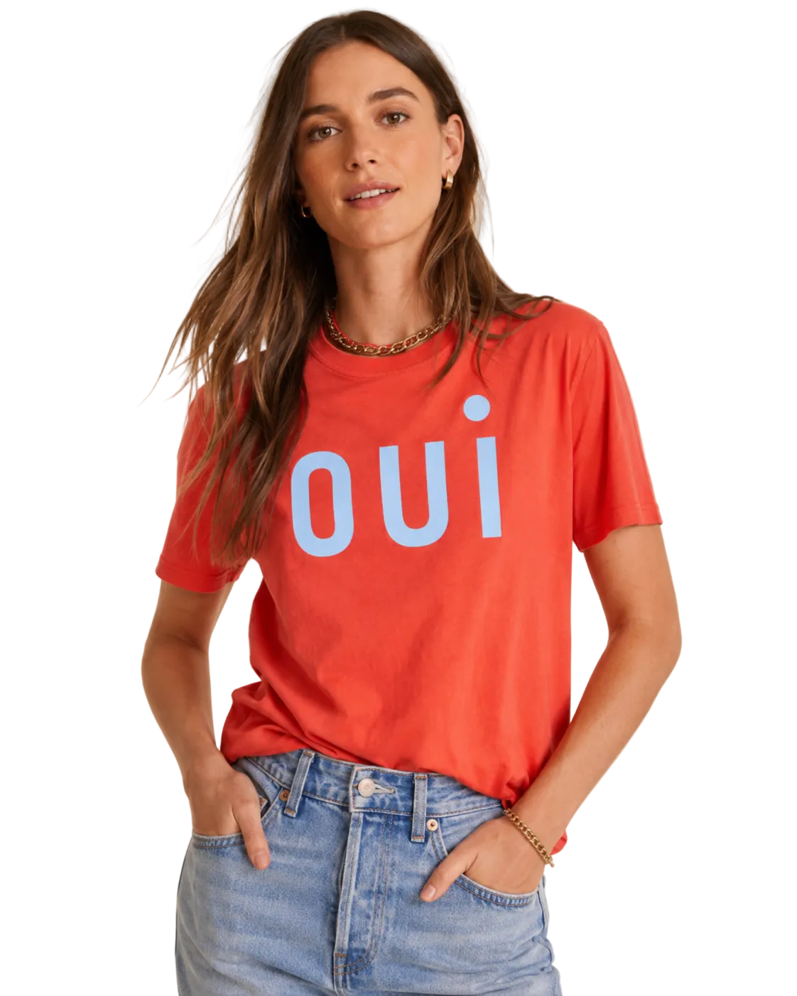 Clare V Womens Novelty Knit Tops Original Tee - Oui