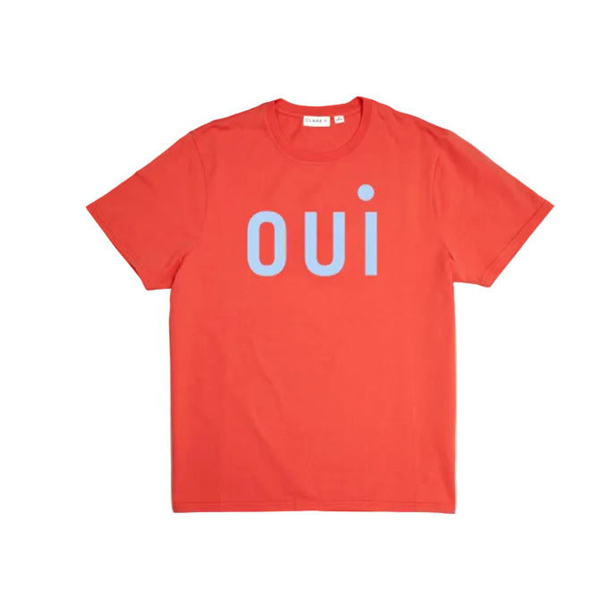 Clare V Womens Novelty Knit Tops XSmall / Bright Poppy Original Tee - Oui