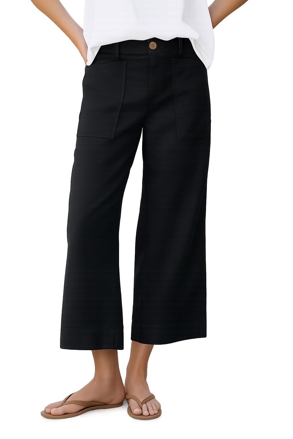 Frank & Eileen Womens Bottoms 0 / Black Crop Wide-Leg Carpenter Pant