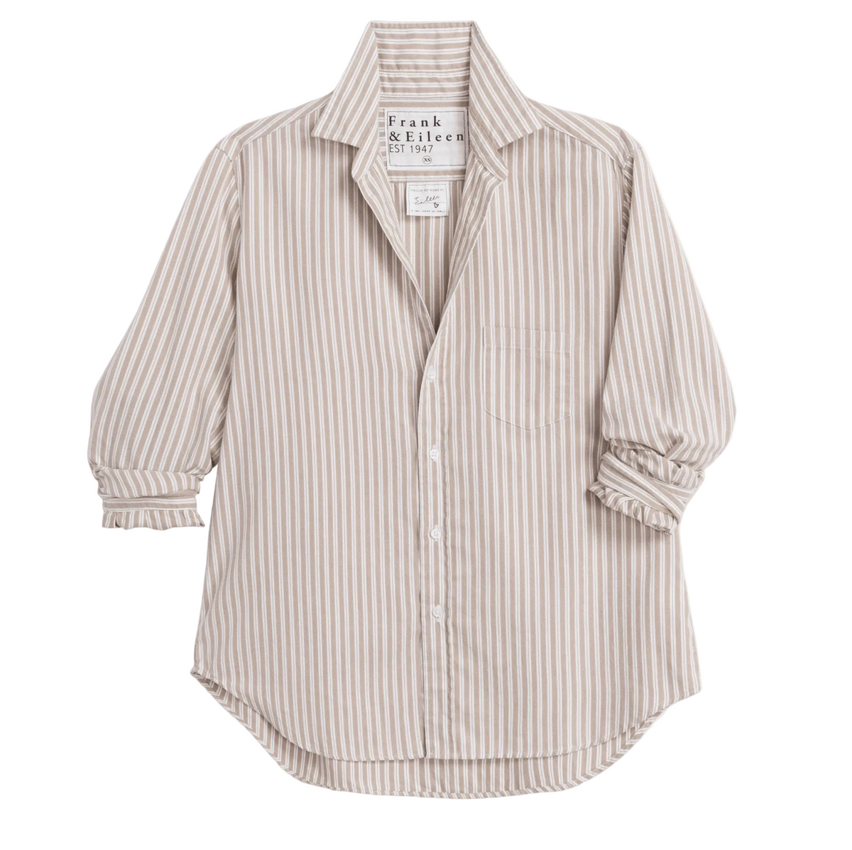 Frank & Eileen Relaxed Button-Up Shirt in Camel White Multi