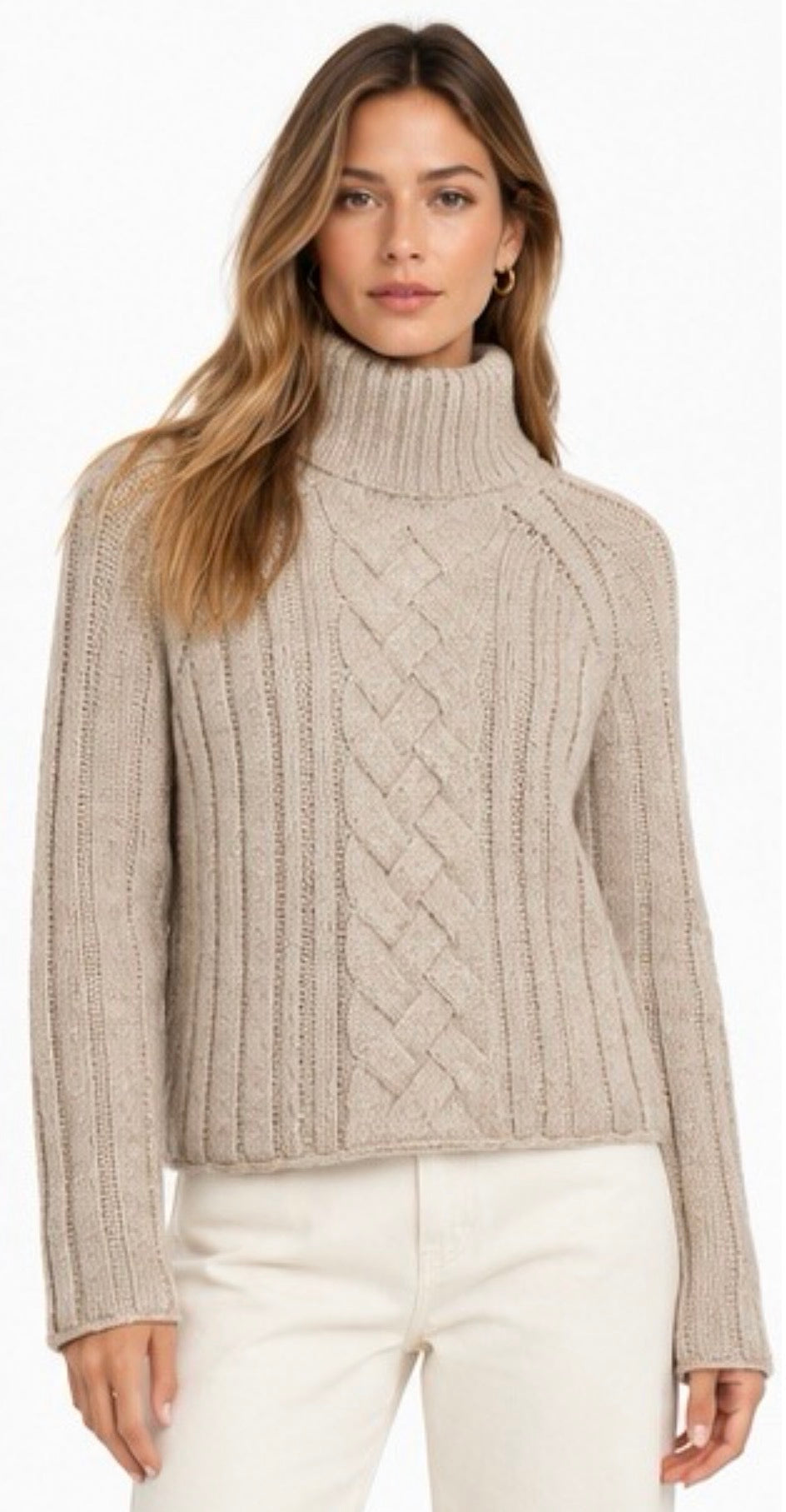 Frank & Eileen Womens Sweaters Cotswold Cable Knit Turtleneck, image 3 of 3