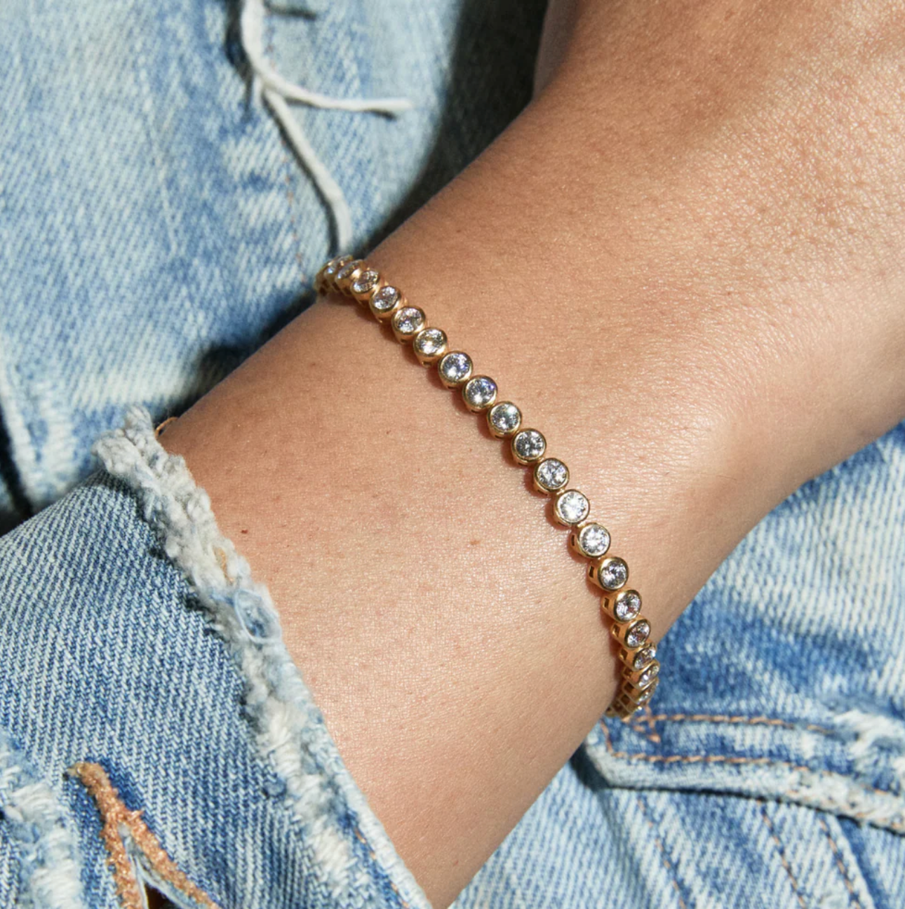 HART Womens Jewelry Bezel Tennis Bracelet