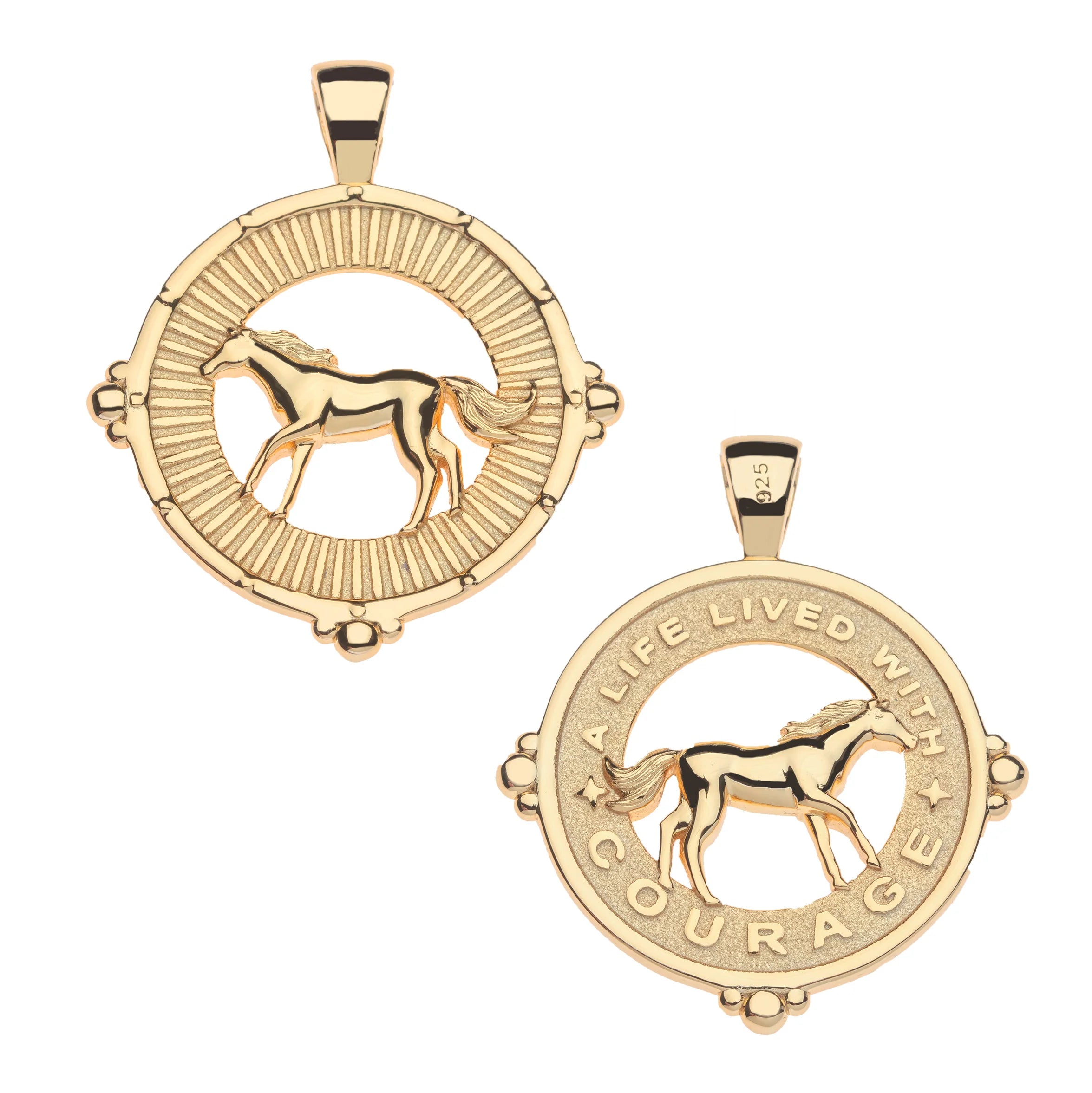 Jane Win Womens Jewelry Courage Cutout Horse Coin - 16"
