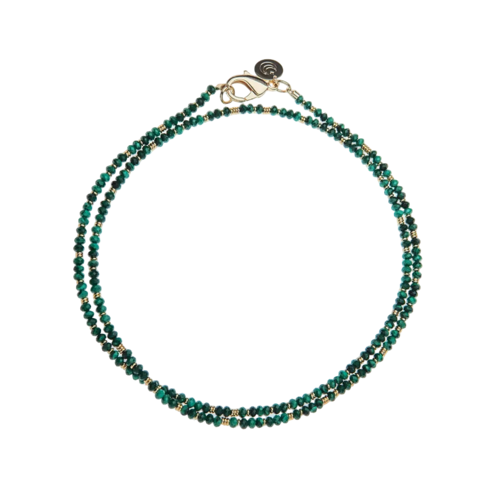 Jane Win Womens Jewelry Double Wrap Diamond Cut Beaded Necklace - Malachite and Gold