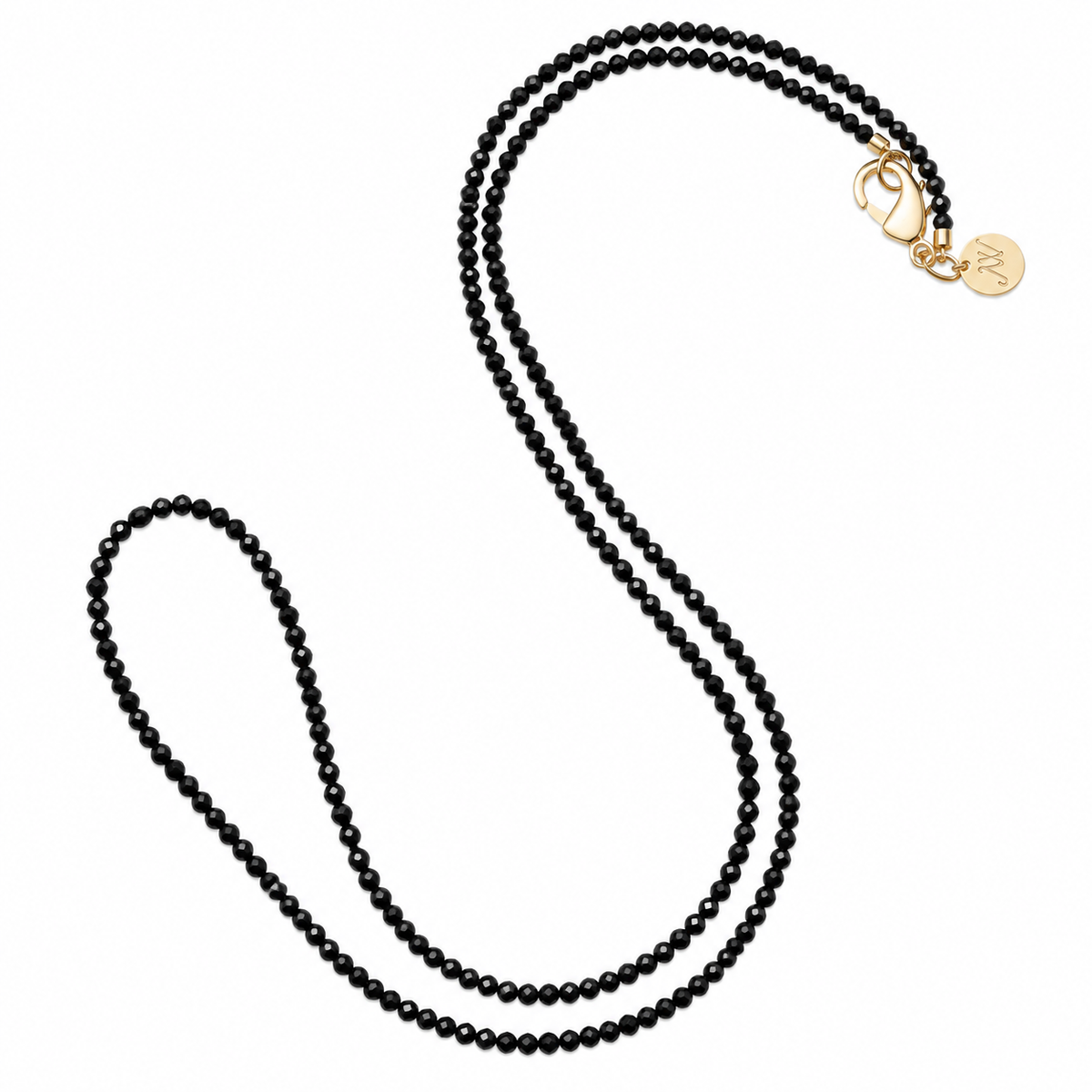 Jane Win Womens Jewelry Double Wrap Diamond Cut Beaded Necklace -Onyx
