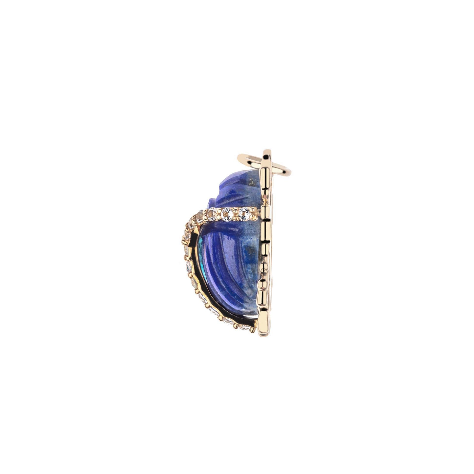Jane Win Womens Jewelry Protect Guardian Scarab Pendant in Lapis 16-18"