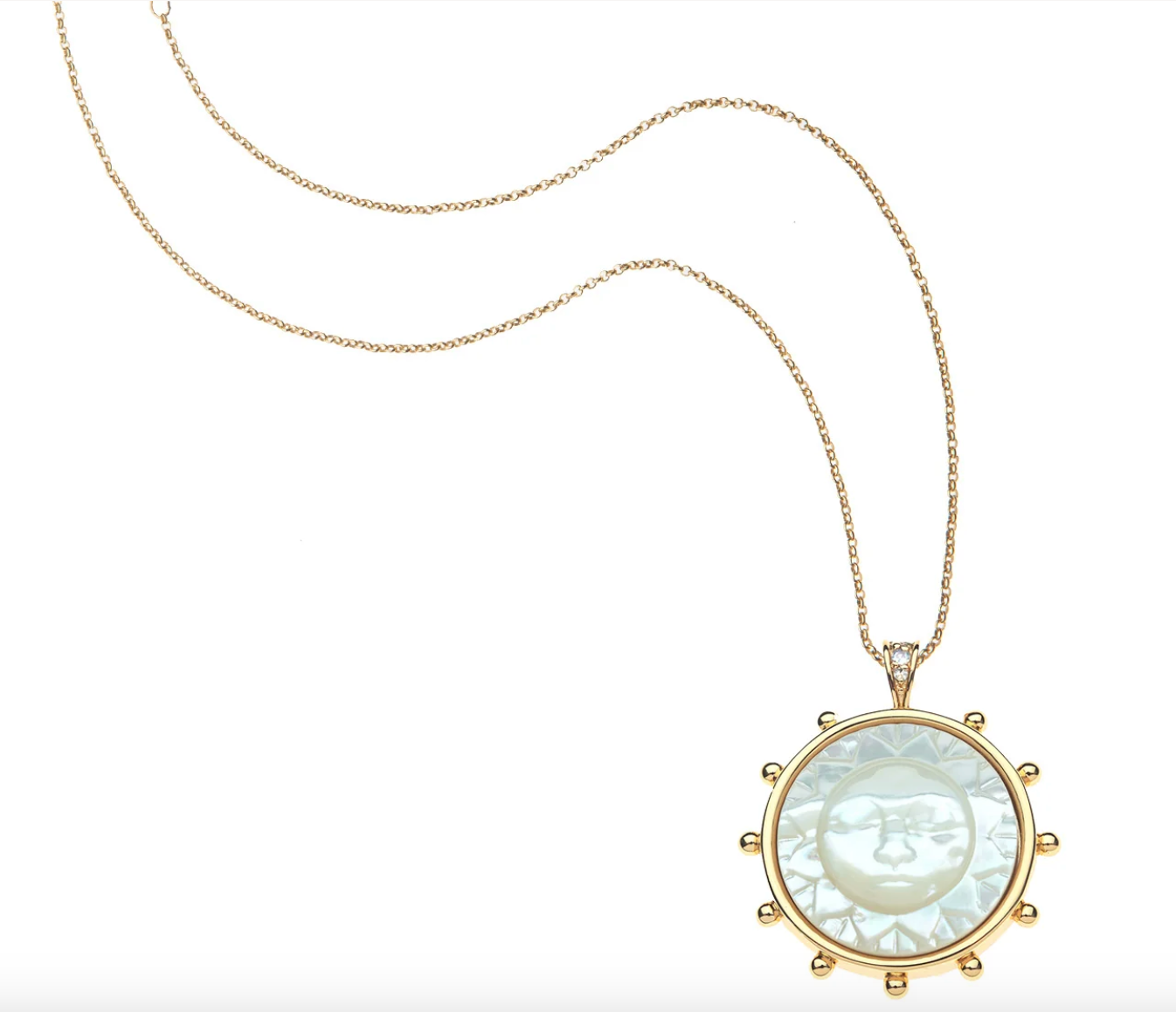 Jane Win Womens Jewelry Strong Ever Shining Sun Carved Stone Pendant - 18"