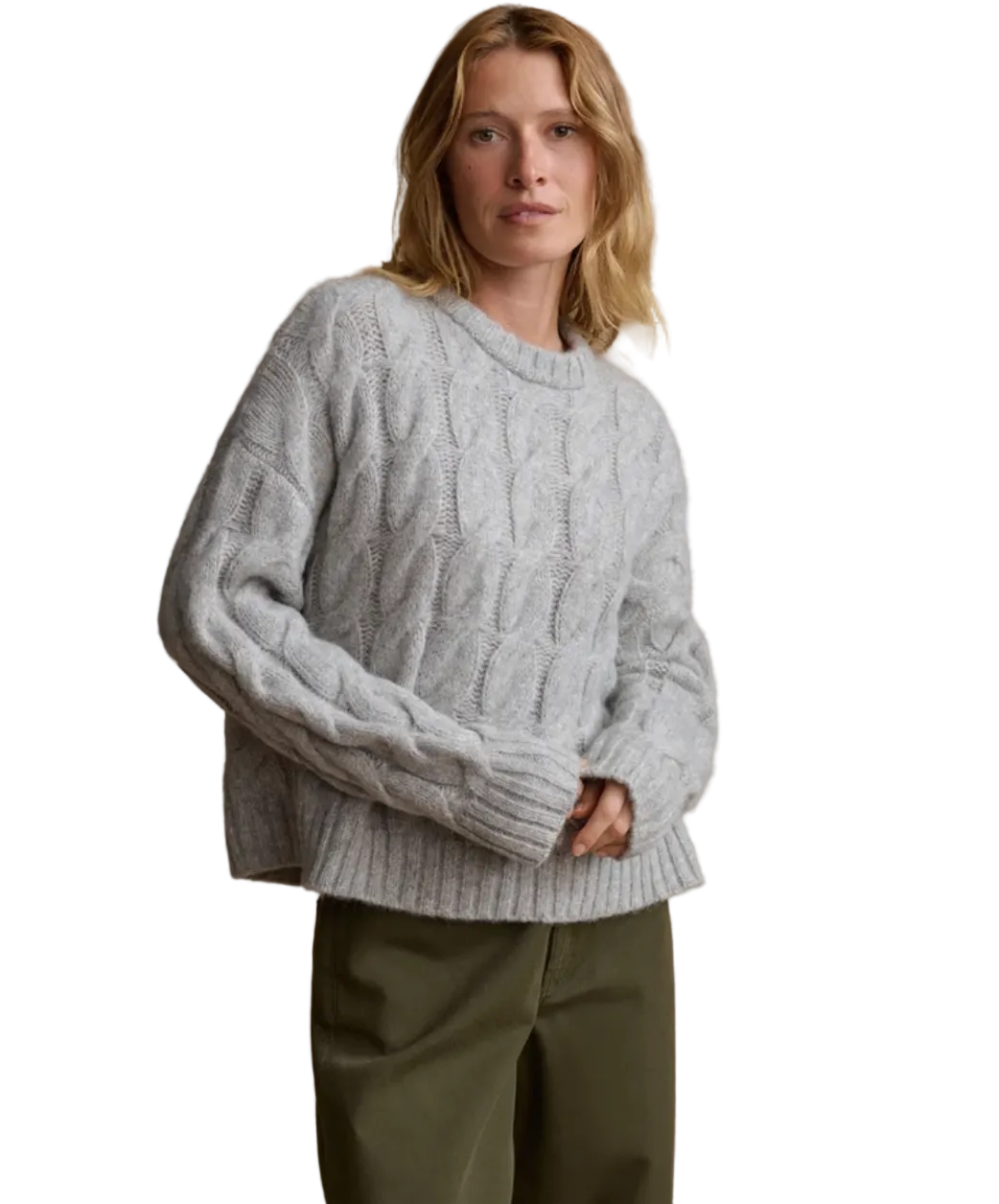 Jenni Kayne Womens Sweaters XSmall / Heather Grey Cable Serena Crewneck, image 1 of 3