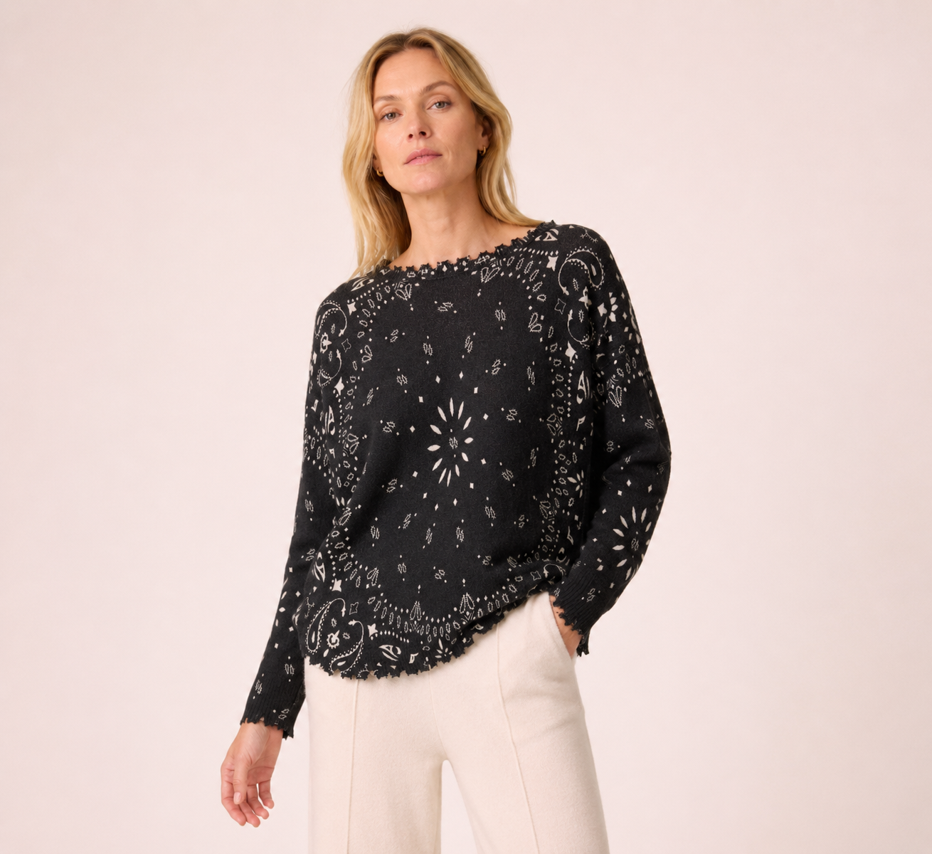 Kujten Womens Sweaters - Cashmere Mela Bandana Bico Sweater