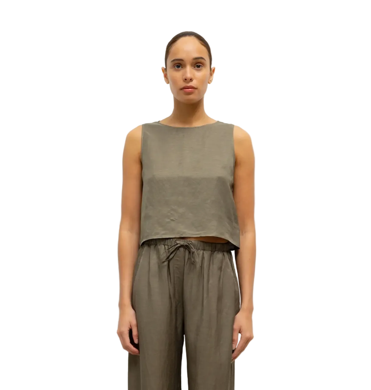 Leset Womens Novelty Tops XSmall / Cypress Daniel Crop Sleeveless Crew