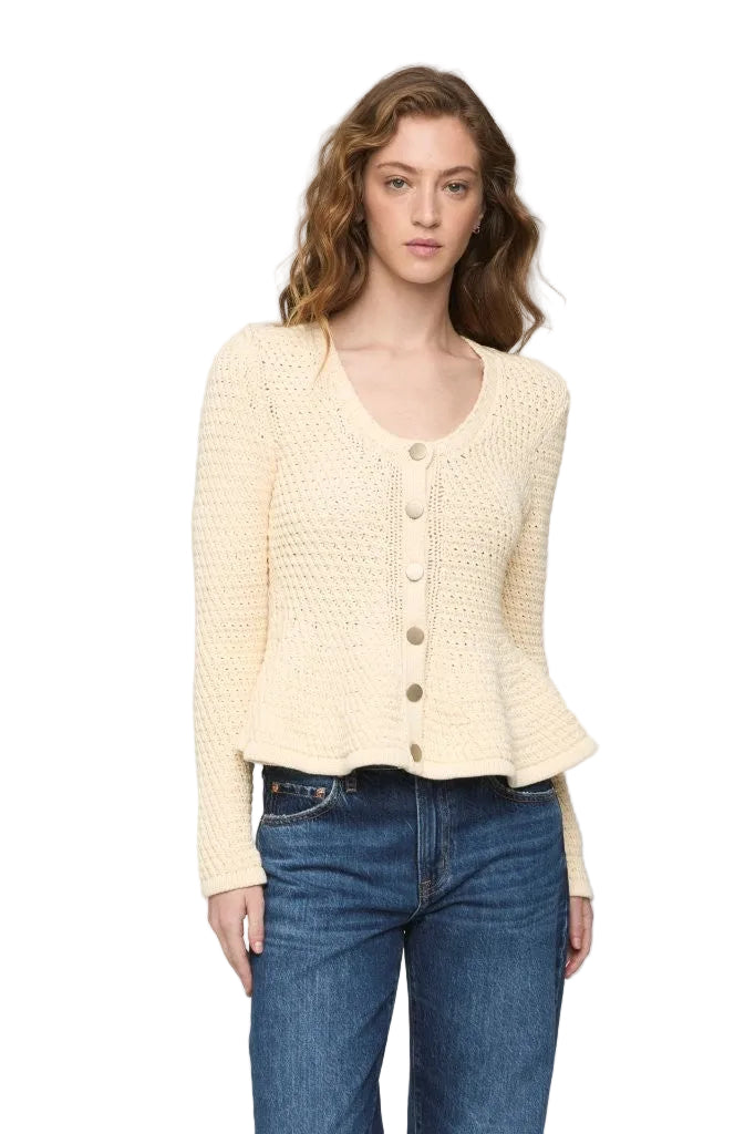 Pistola Womens Sweaters XSmall / Prosecco Elina Peplum Openwork Cardigan