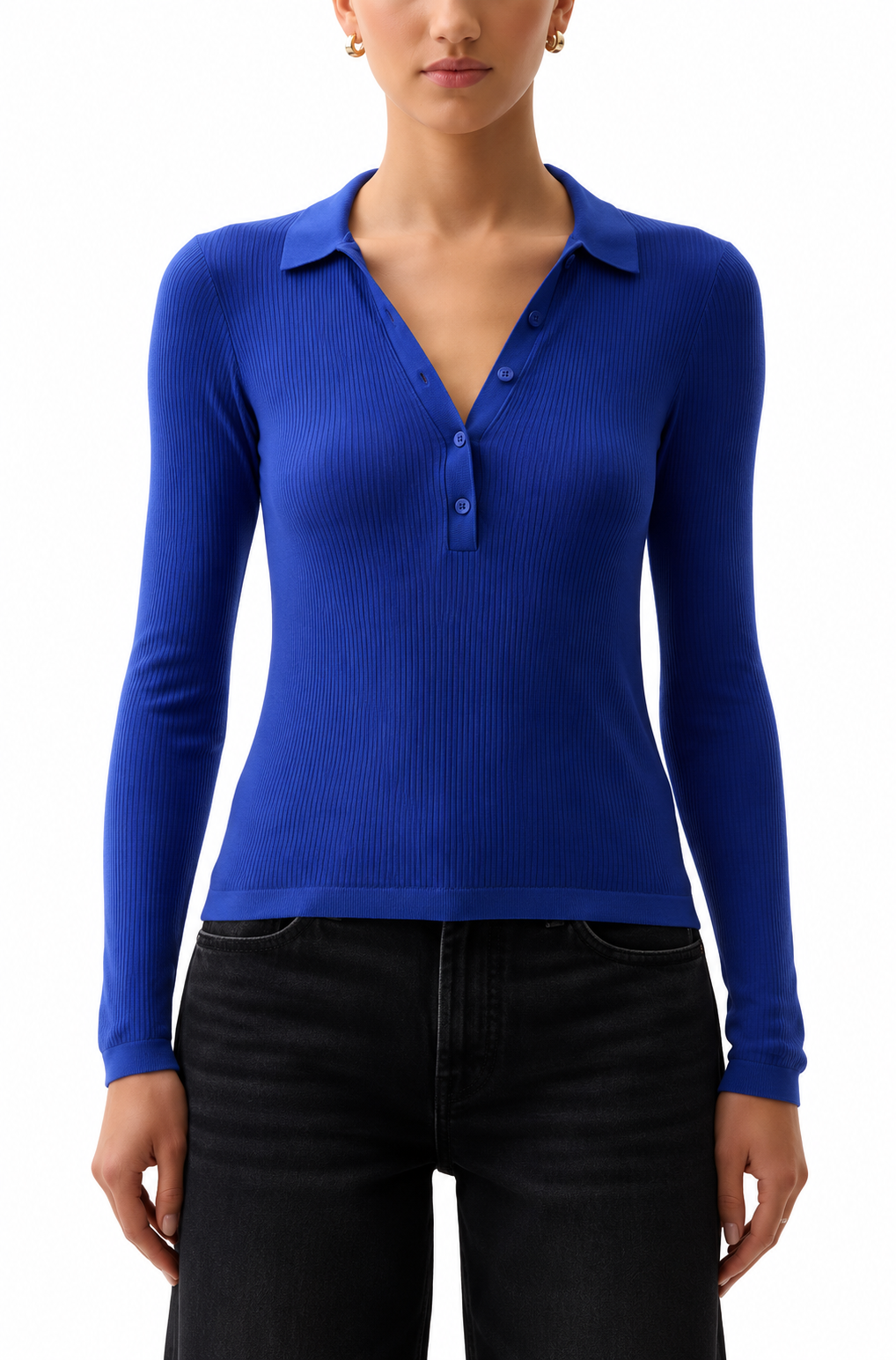 Pistola Womens Sweaters Elise Featherweight Polo Henley, image 1 of 2