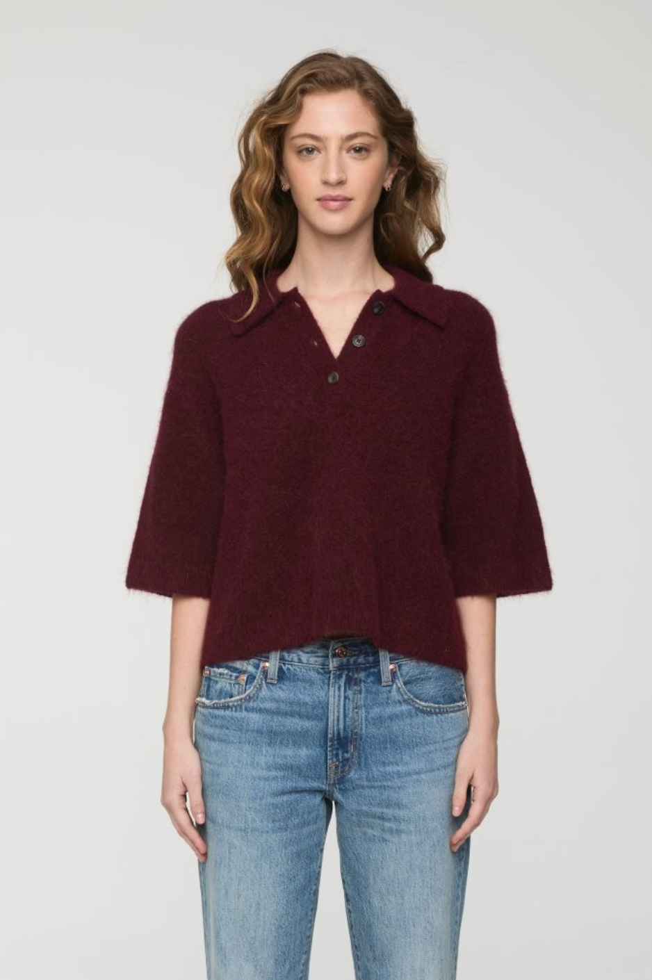 Pistola Womens Sweaters Nadya Alpaca Blend Boxy Polo Sweater