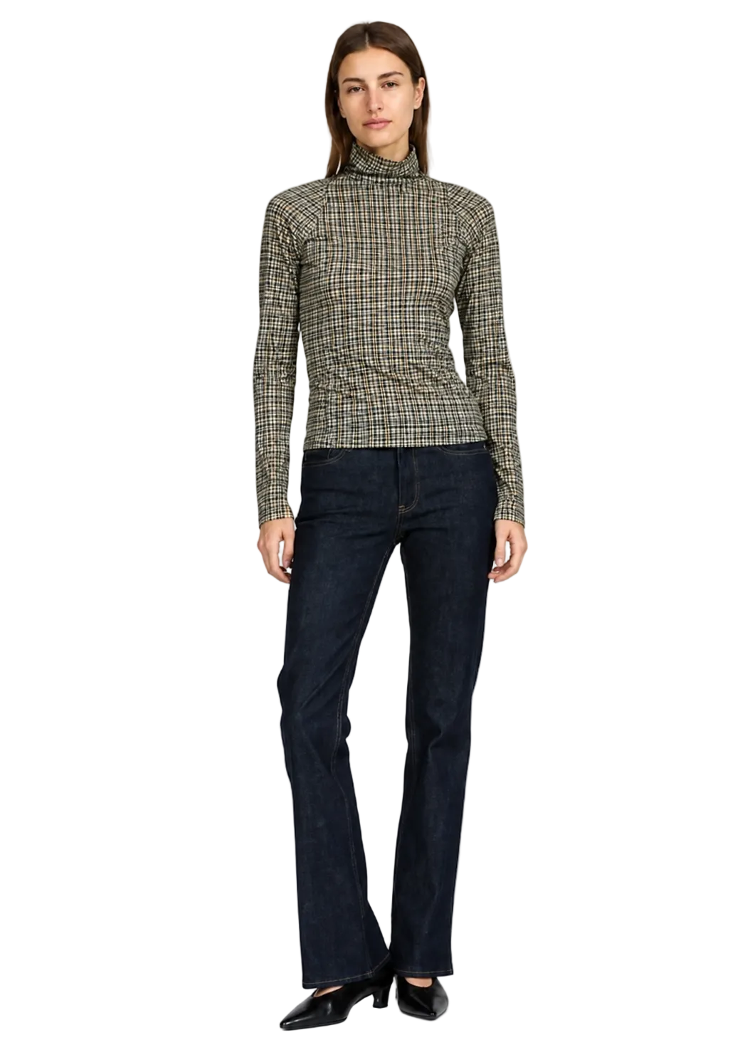 rag & bone Womens Novelty Tops Shaw Paneled LS Tneck Tee
