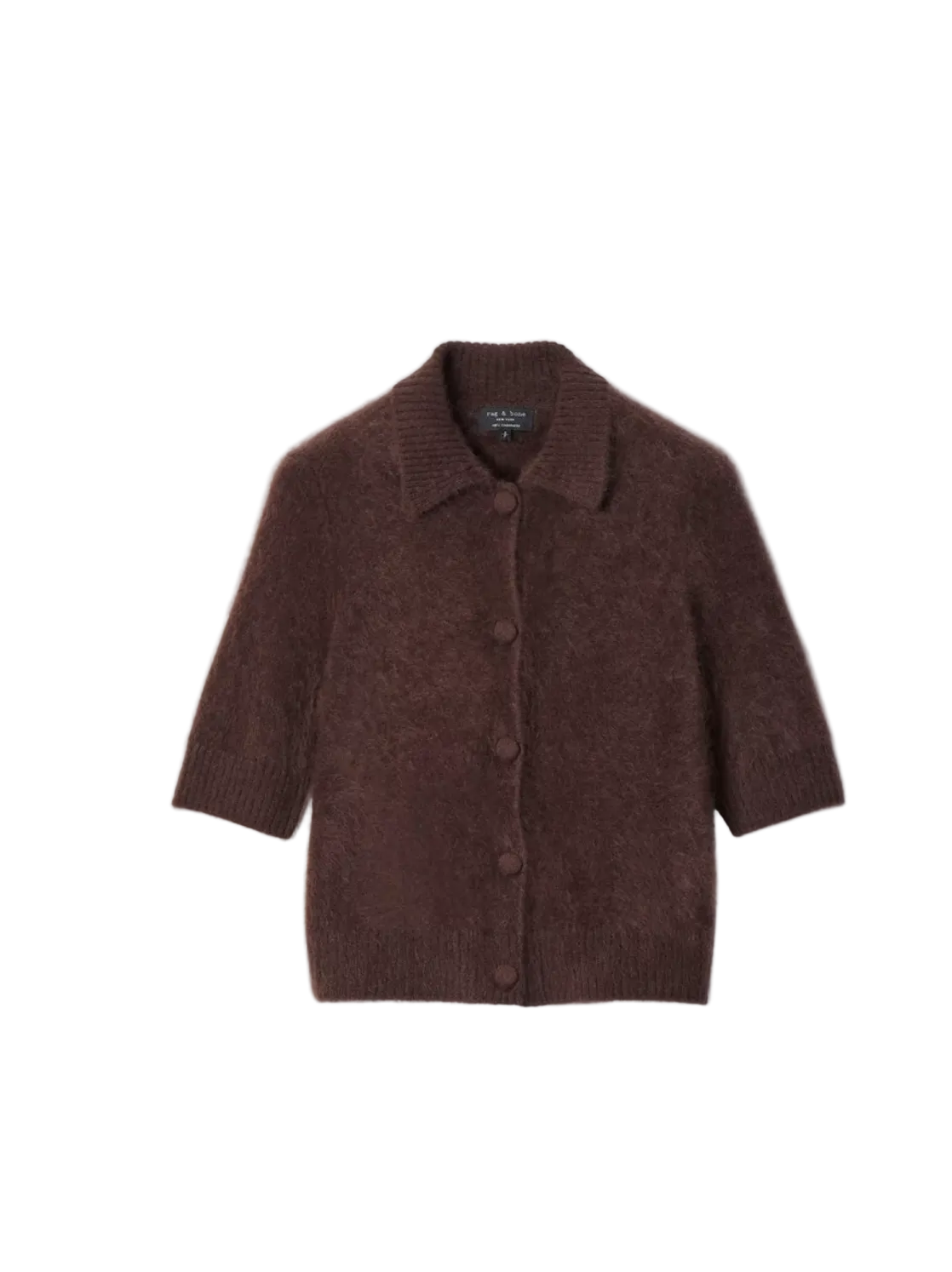 rag & bone Womens Sweaters - Cashmere XSmall / Dark Brown Jada Brushed Cashmere SS Cardi