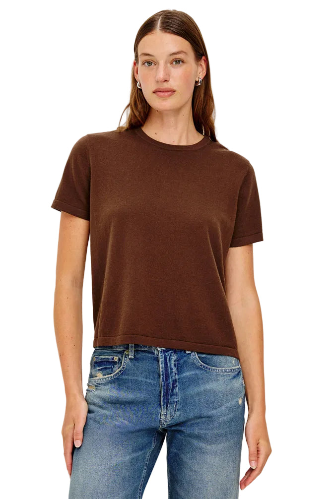 Rails Womens Sweaters - Cashmere XSmall / Espresso Cotton Cashmere Short Sleeve Tee