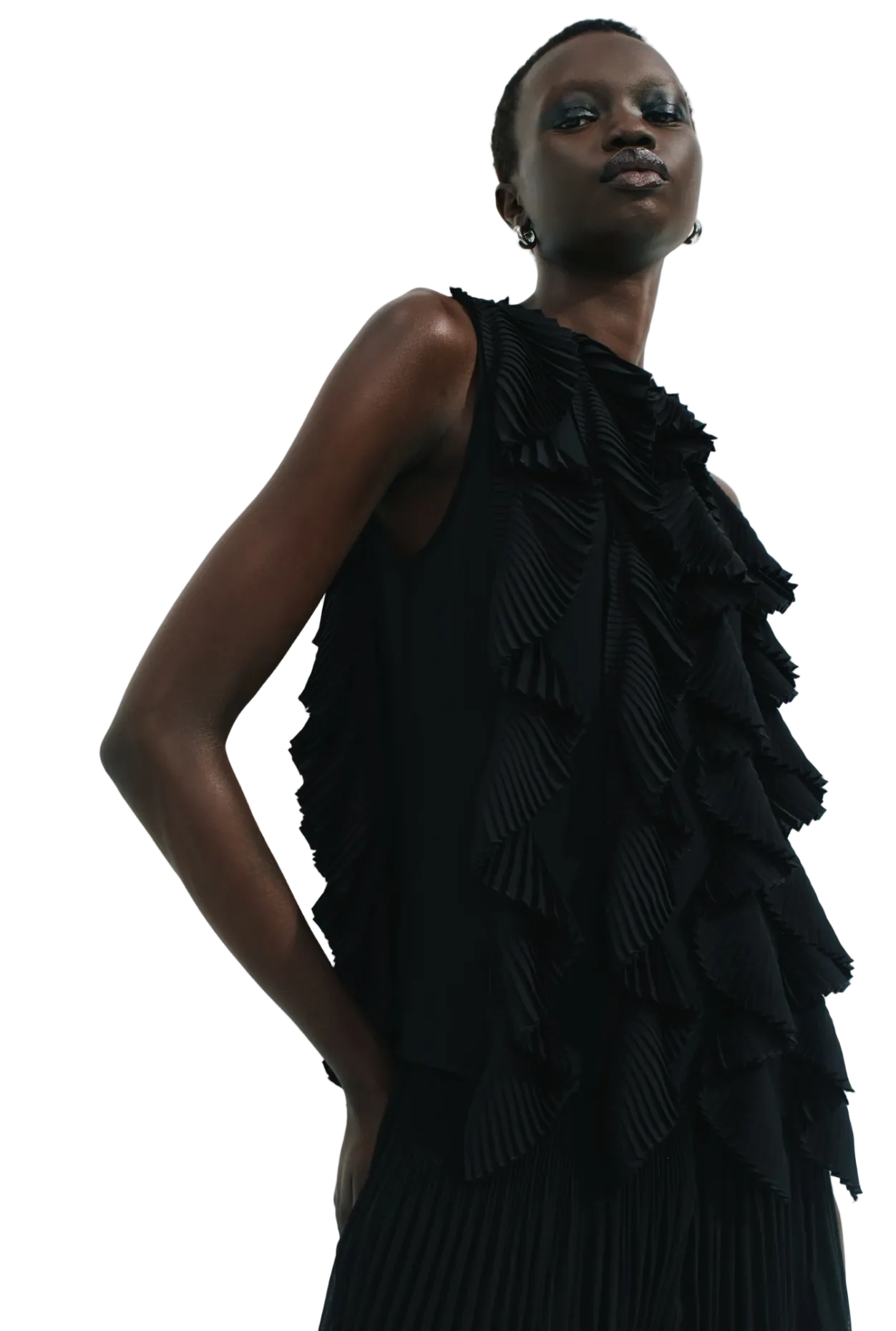 Saint Art New York Womens Novelty Tops Neo Organza Pleated Top