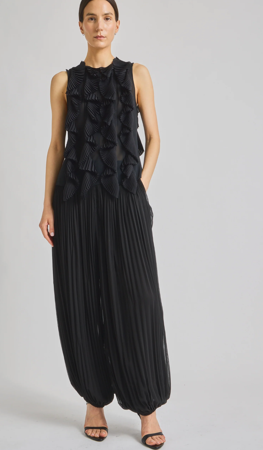 Saint Art New York Womens Novelty Tops Neo Organza Pleated Top