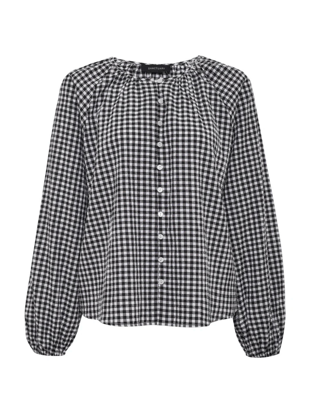 Sanctuary Womens Novelty Tops Perfect Gingham Button Blouse