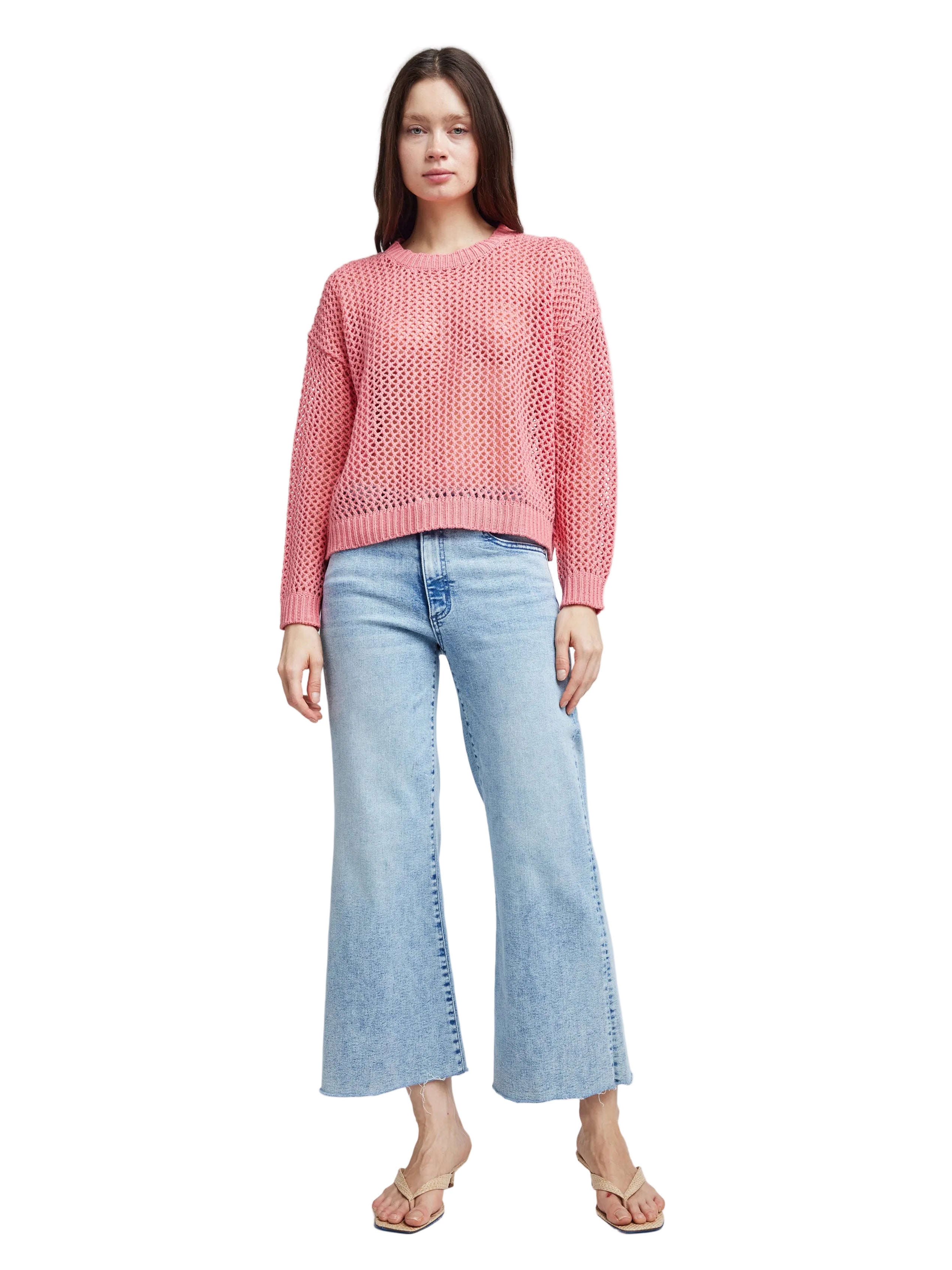 Self Contrast Womens Sweaters Alanna L/S Fishnet Sweater