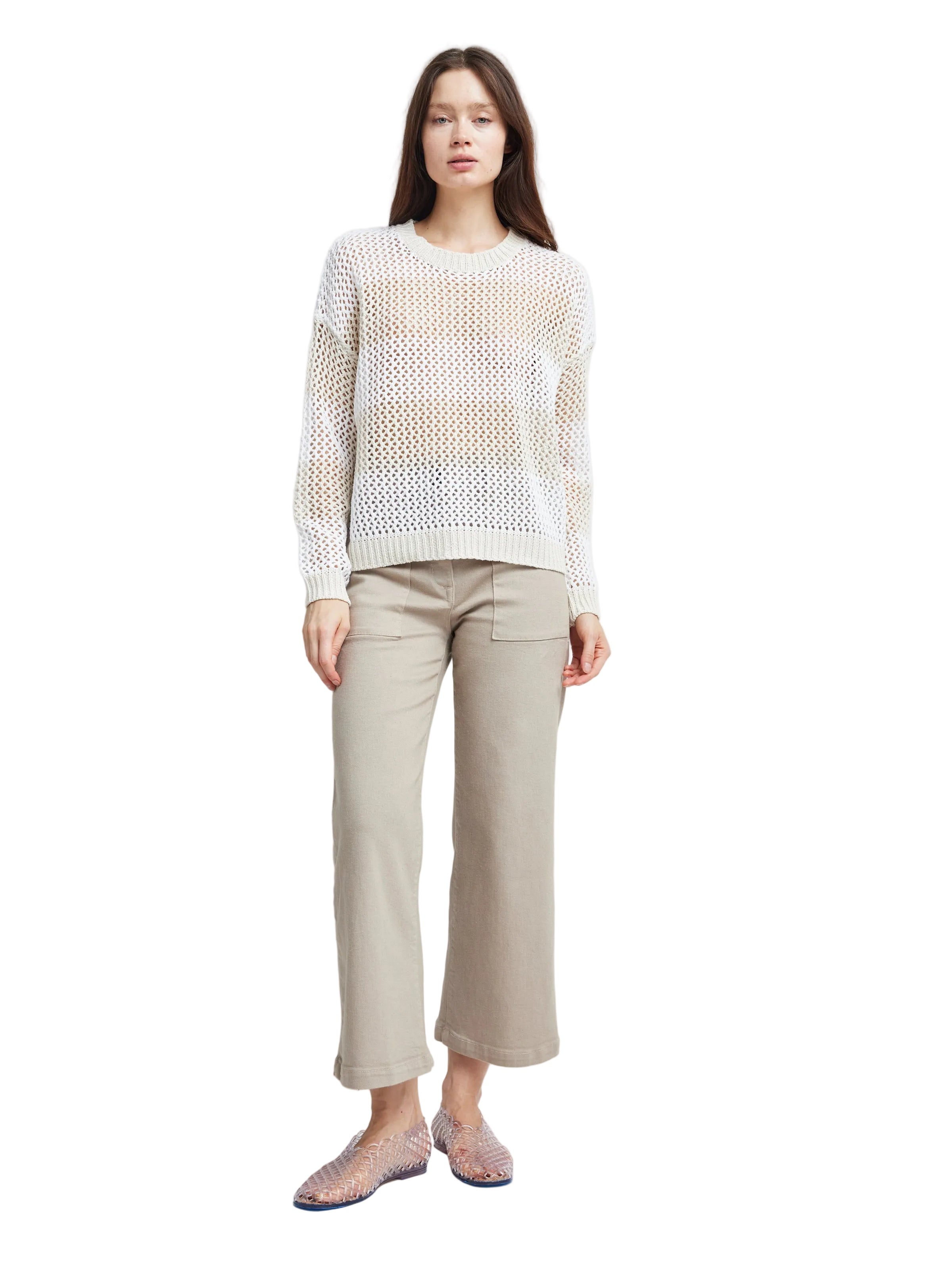 Self Contrast Womens Sweaters Alanna L/S Fishnet Sweater