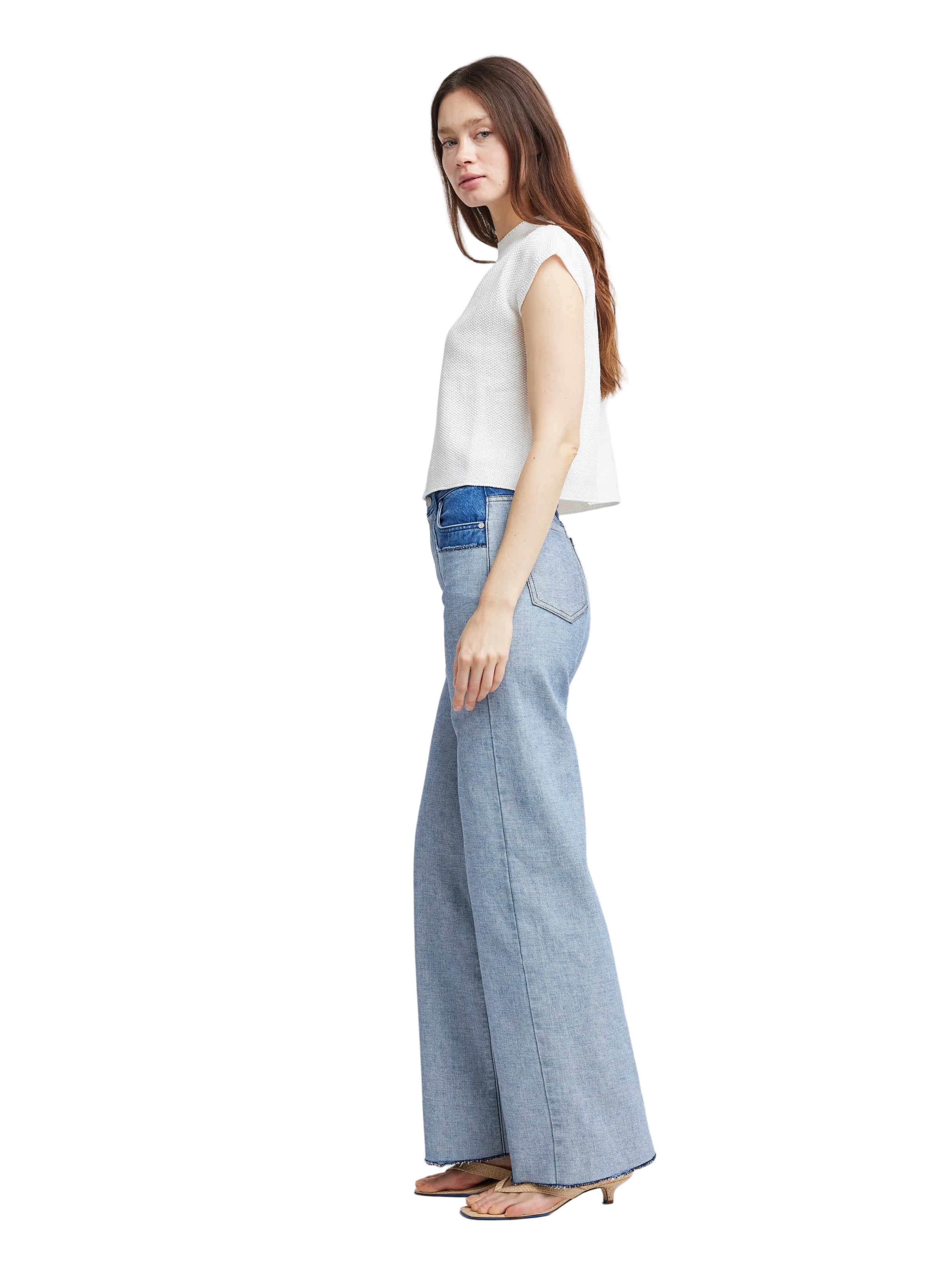 Self Contrast Womens Sweaters Gillian, Crop Sweater Tee