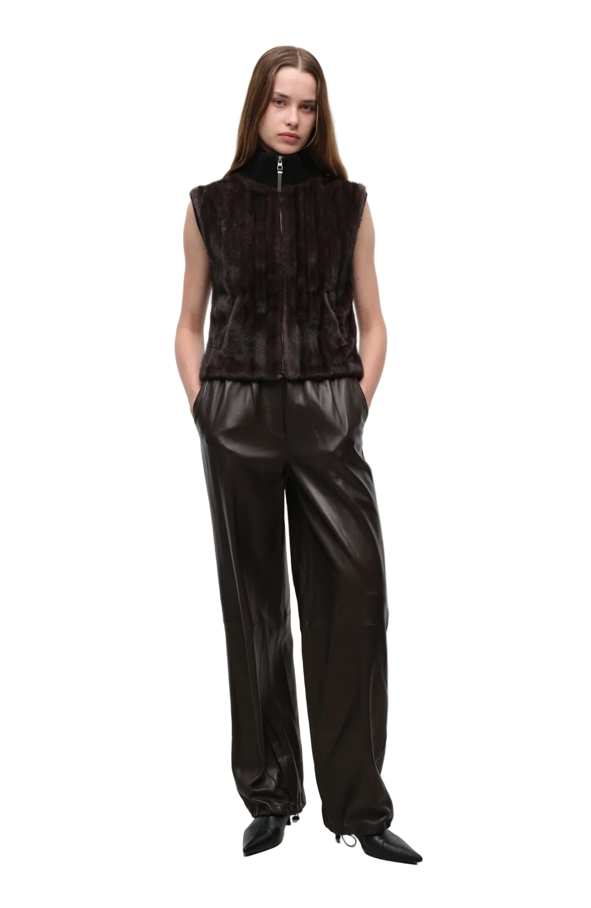 Simkhai Womens Jackets Small / Black Chocolate Multi Luma Turtleneck Vest, image 1 of 3