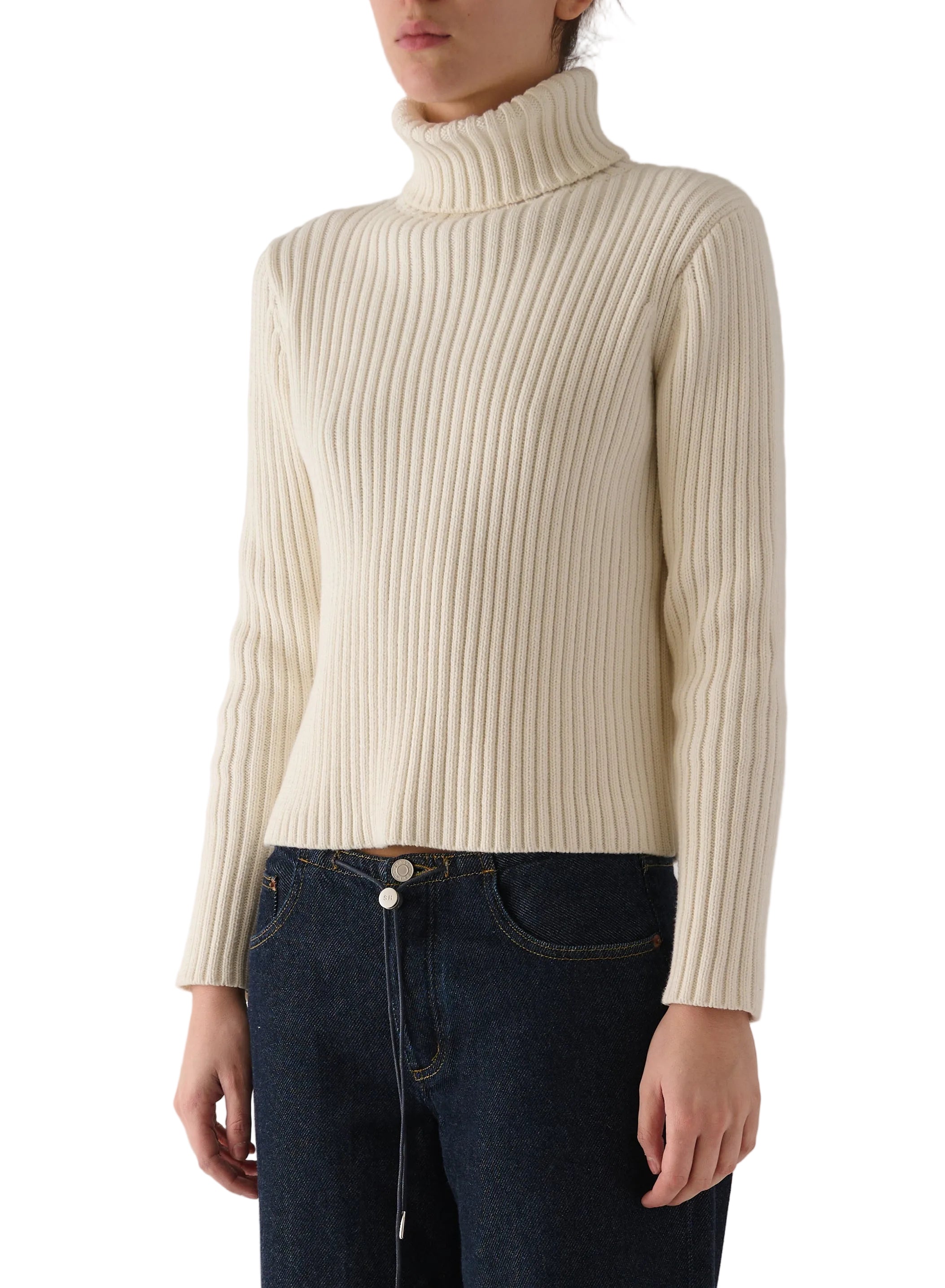 Still Here Womens Novelty Tops XSmall / Milk Miller Turtleneck Long Sleeve