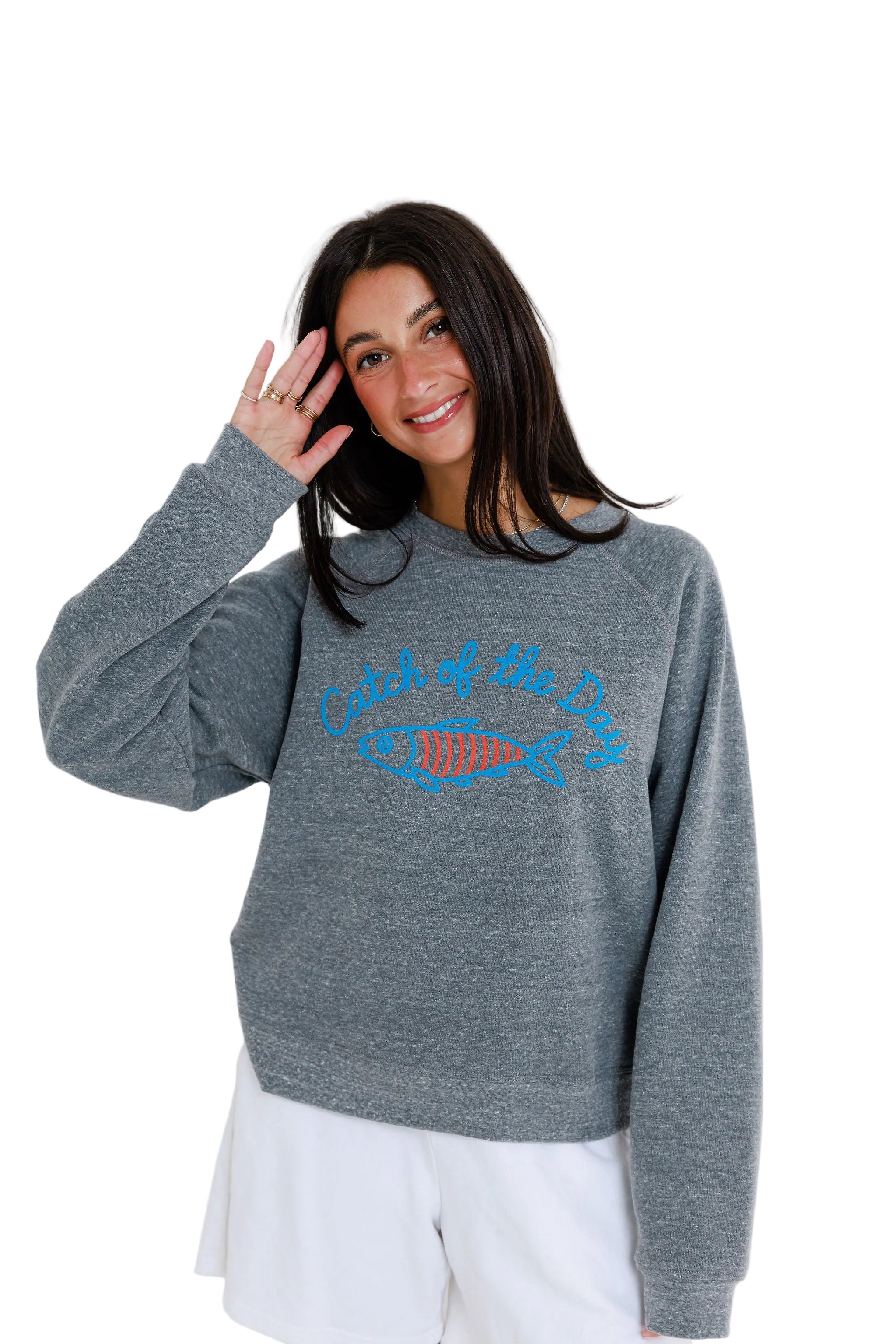 Sunny Somewhere Womens Sweaters Catch of the Day - Raglan Crew