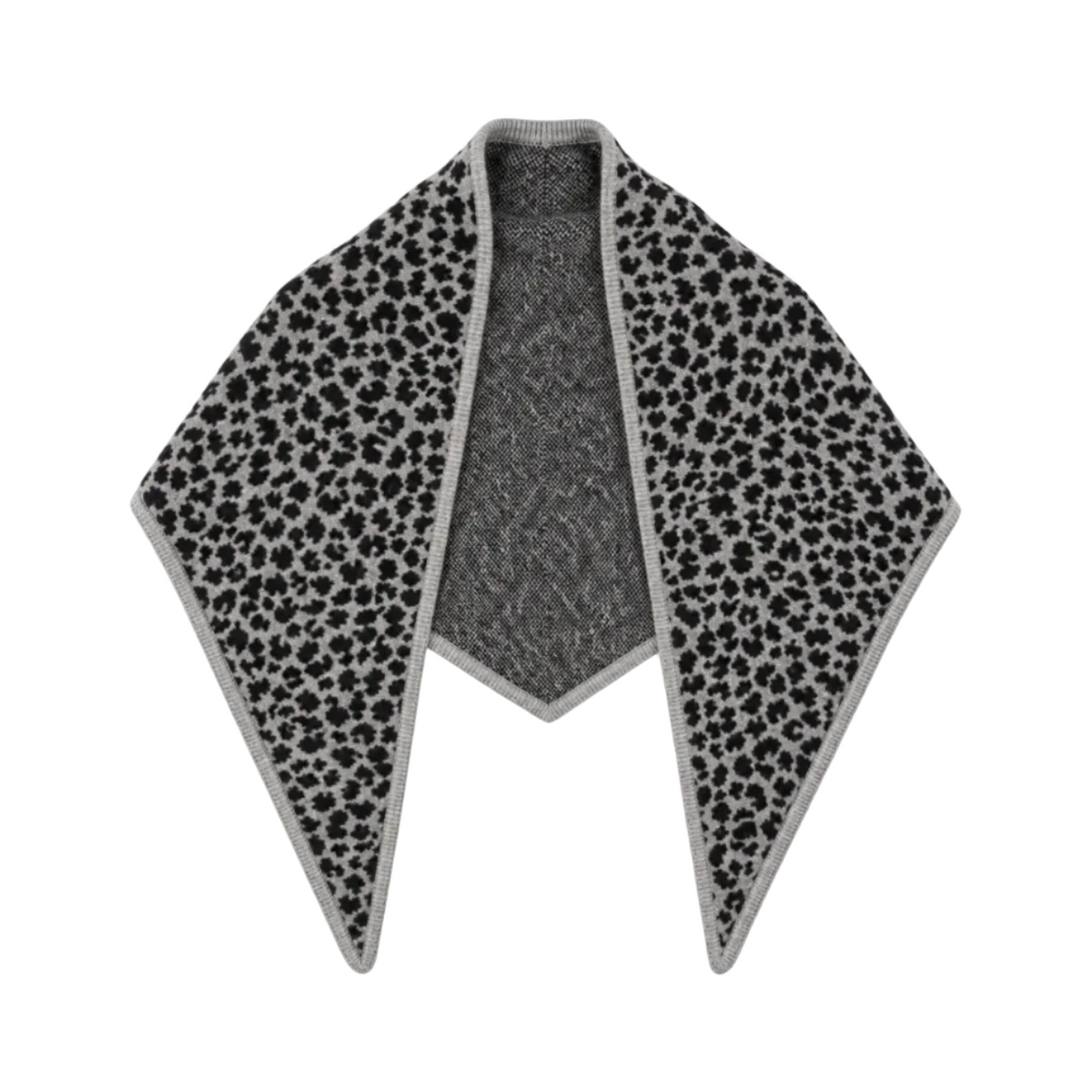 White & Warren Womens Sweaters - Cashmere Grey Heather/Black Cashmere Leopard Neckerchief