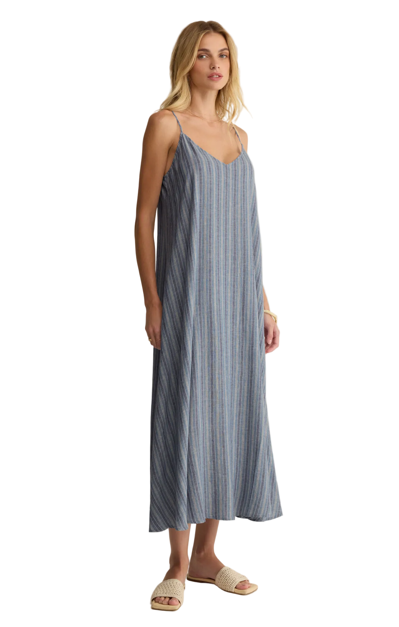 Z Supply Womens Dresses Sandcomber Striped Midi Dress