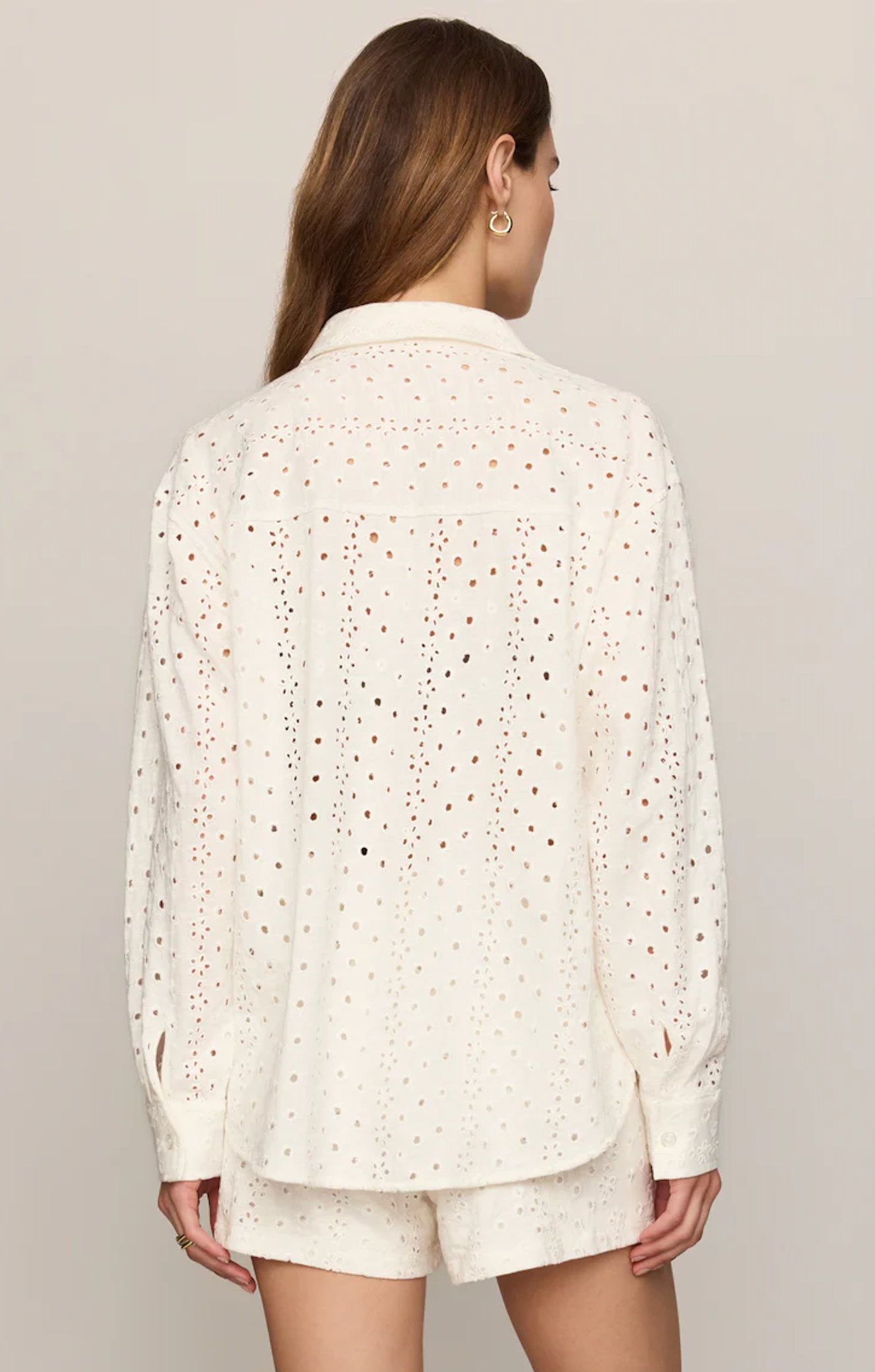 Z Supply Womens Novelty Tops Elise Knit Eyelet Button Up