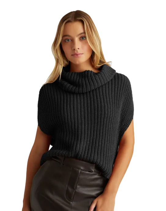 525 America Womens Sweaters XSmall / Black Cate Sleeveless Turtleneck Sweater