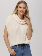 525 America Womens Sweaters Cate Sleeveless Turtleneck Sweater