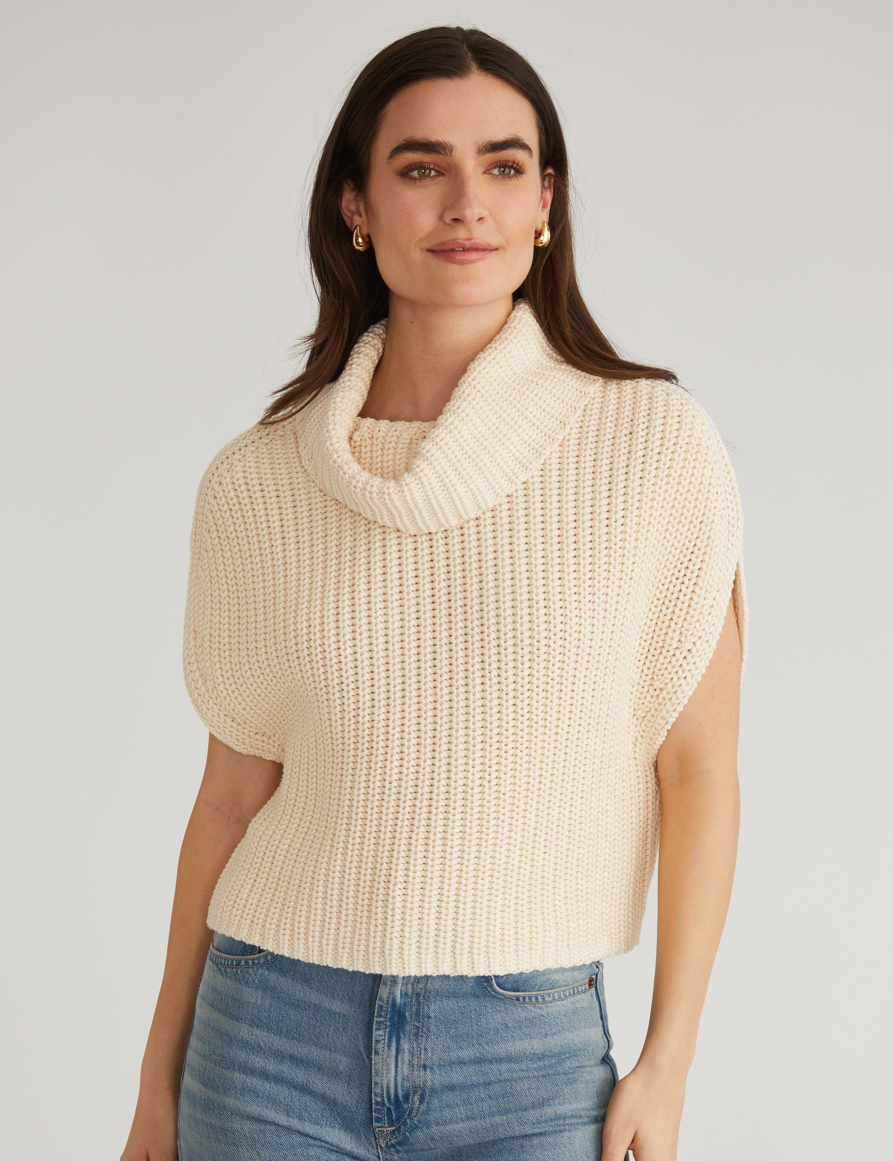525 America Womens Sweaters XSmall / Cream Cate Sleeveless Turtleneck Sweater