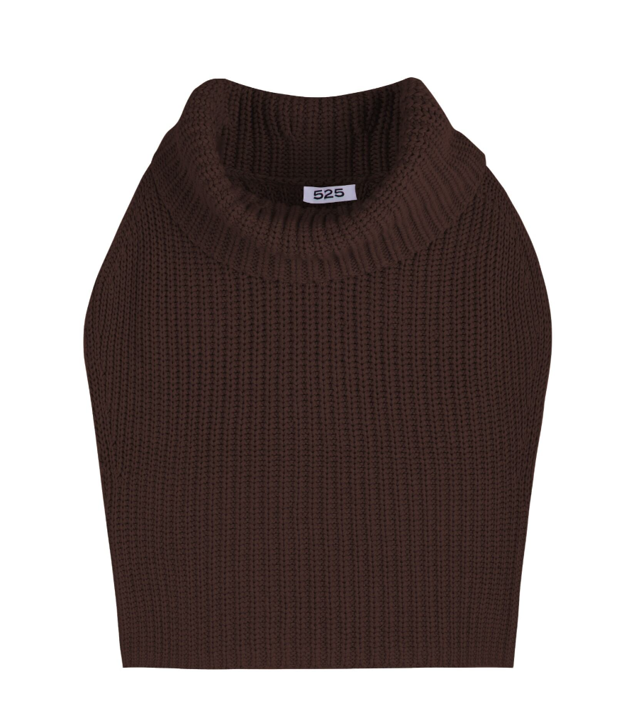 525 America Womens Sweaters Large / Coffee Bean Cate Sleeveless Turtleneck Sweater, image 3 of 3