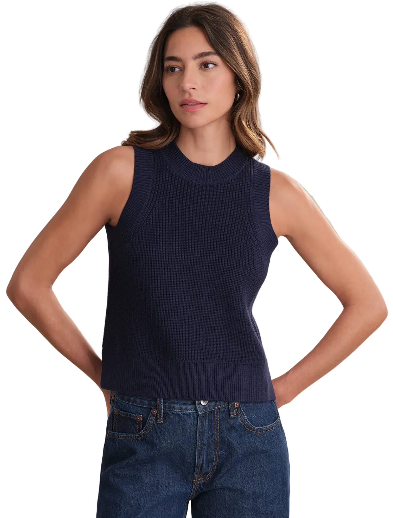 525 America Womens Sweaters Demi High Crew Neck Tank