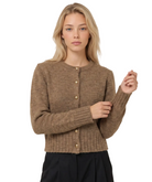 525 America Womens Sweaters XSmall / Dark Oatmeal James Fuzzy Button Crew Cardi