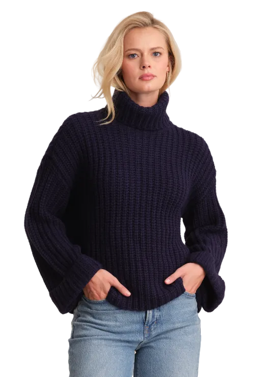 525 America Womens Sweaters XSmall / Dark Blue Vida Chunky Turtleneck Shaker Pullover