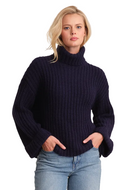 525 America Womens Sweaters XSmall / Dark Blue Vida Chunky Turtleneck Shaker Pullover